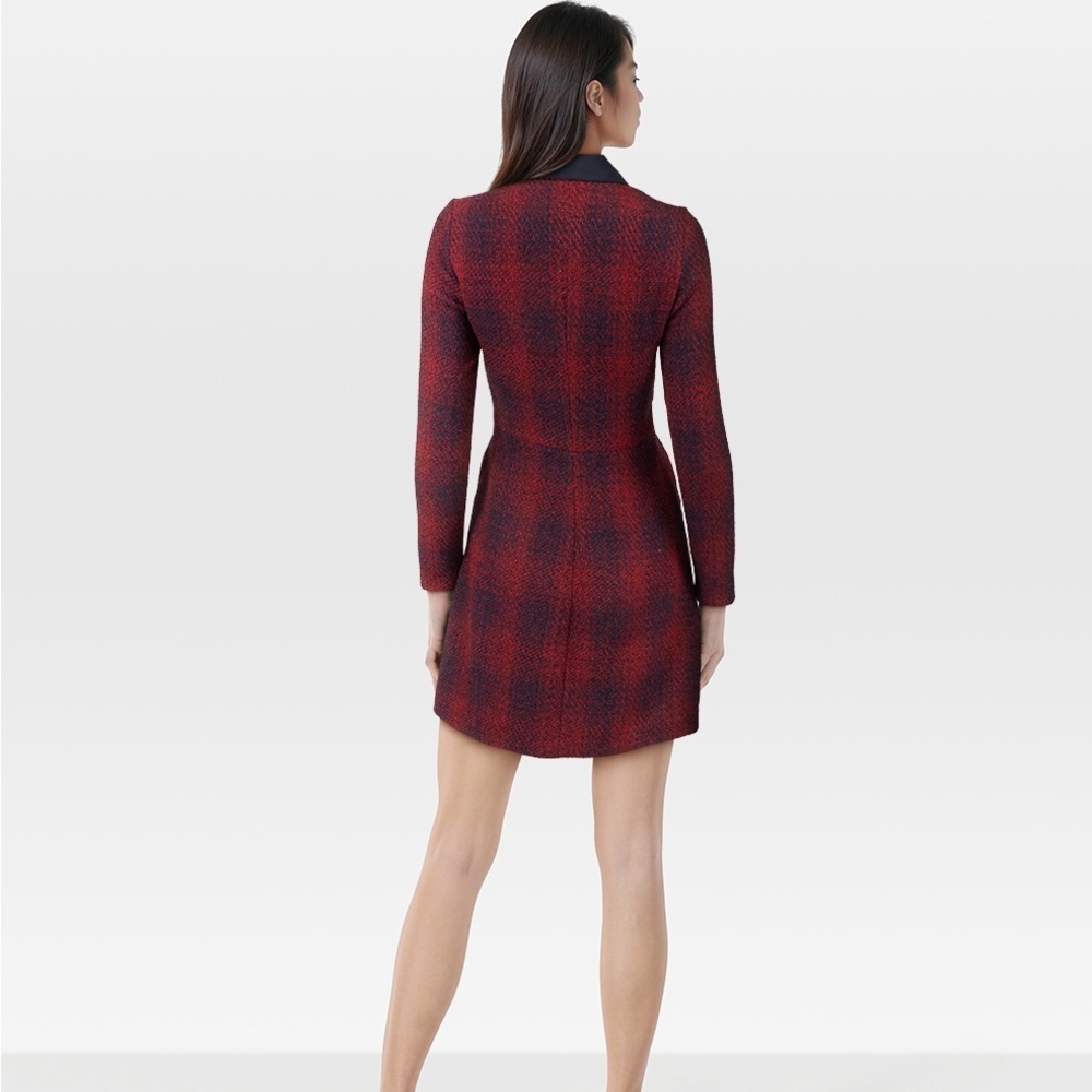 NWT! Maje Red and Black Long Sleeve Dress, Size 2 - Picture 2 of 15